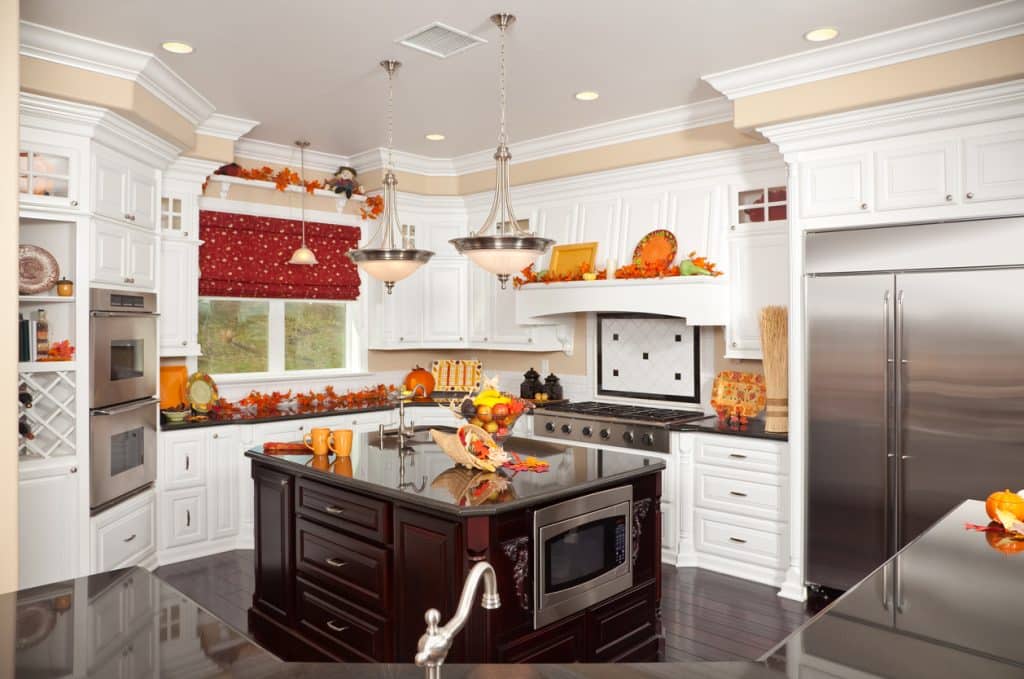 Designer kitchen with fall decorations