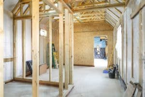 timber frame house under construction