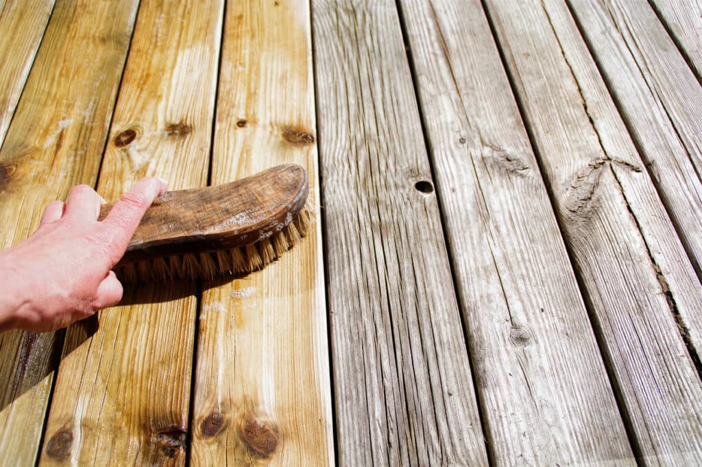 deck before and after cleaning